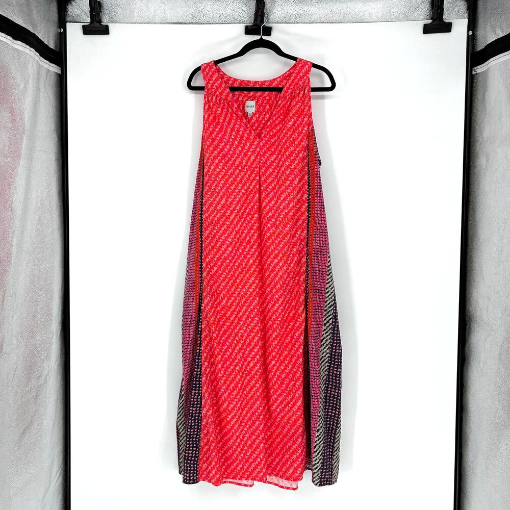 Nic+Zoe Coral Pink Spotty Stripes Midi Cotton Tank Dress - Plus Size XXL